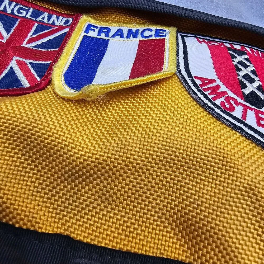 Vintage Patagonia Half Mass Messenger Bag Yellow USA Made European Patches